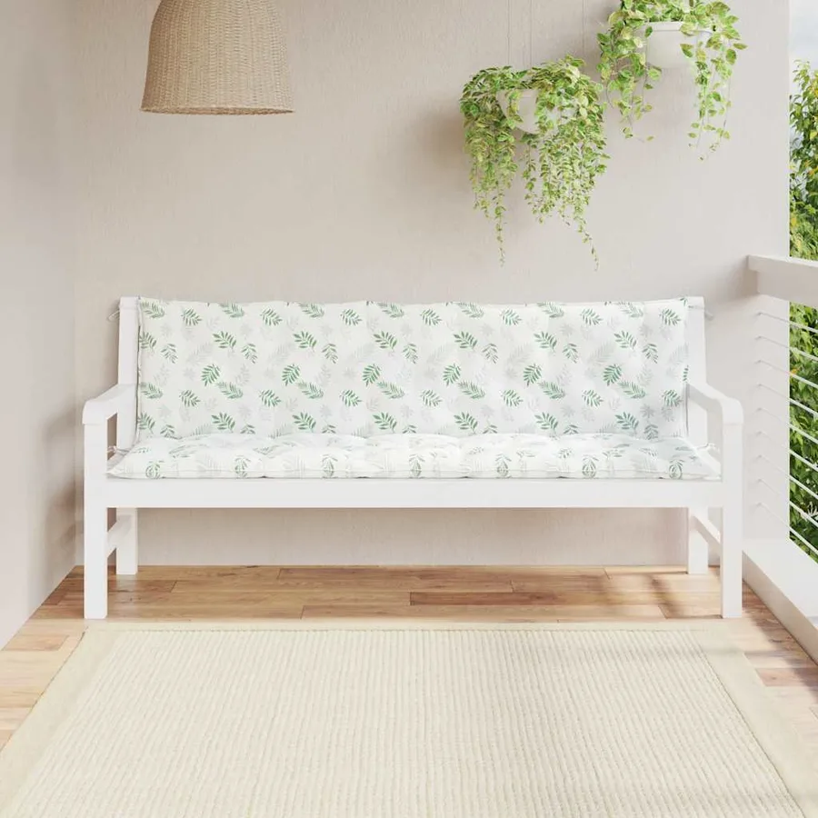 Coussins de banc jardin lot de 2 motif de feuilles tissu Oxford - 3