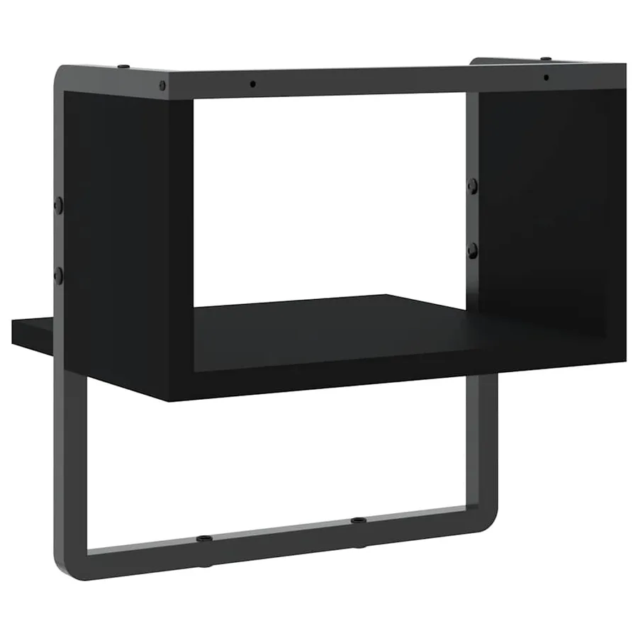 Étagère murale avec barre noir 30x25x30 cm - 6