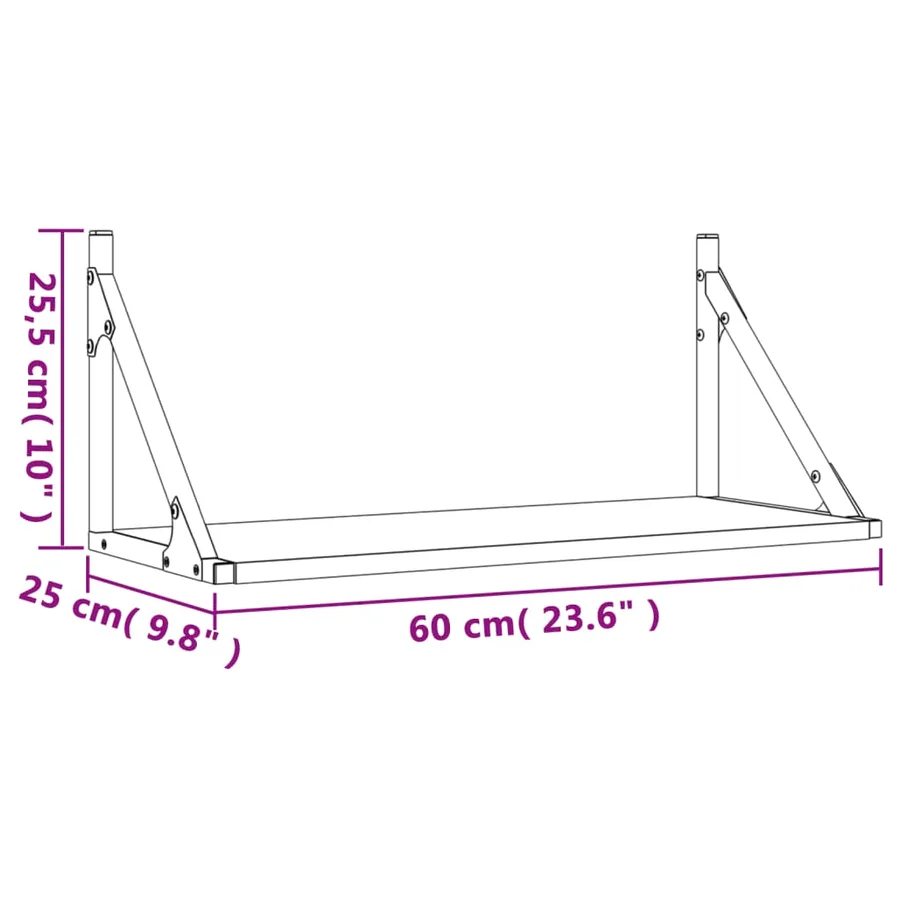 Étagères murales 2 pcs chêne sonoma 60x25x25,5 cm - 9