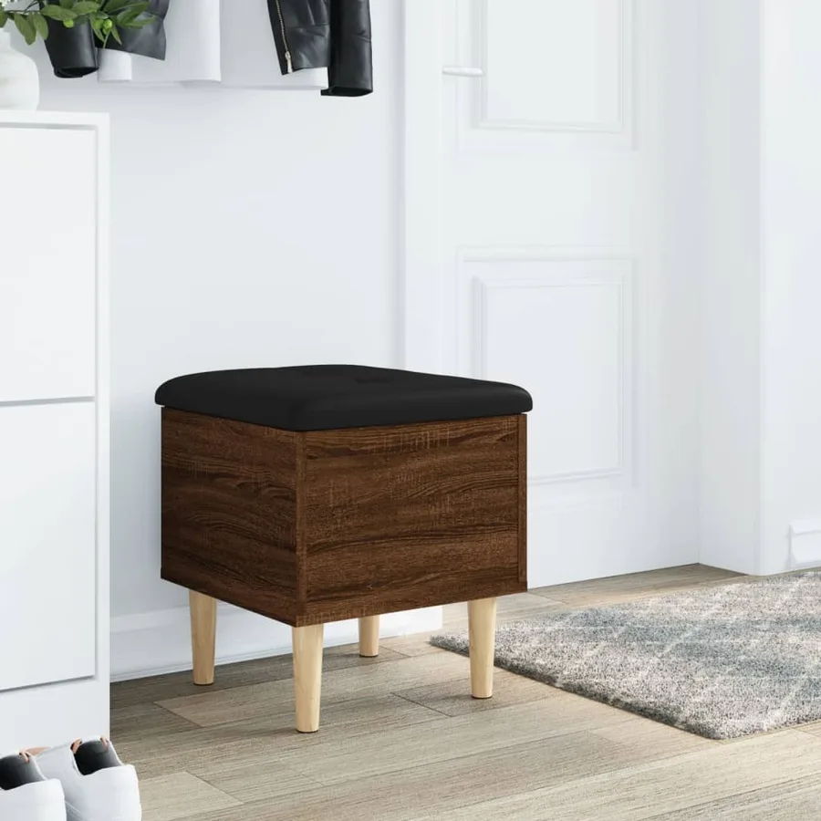 Banc de rangement chêne marron 42x42x46 cm bois d'ingénierie - 3