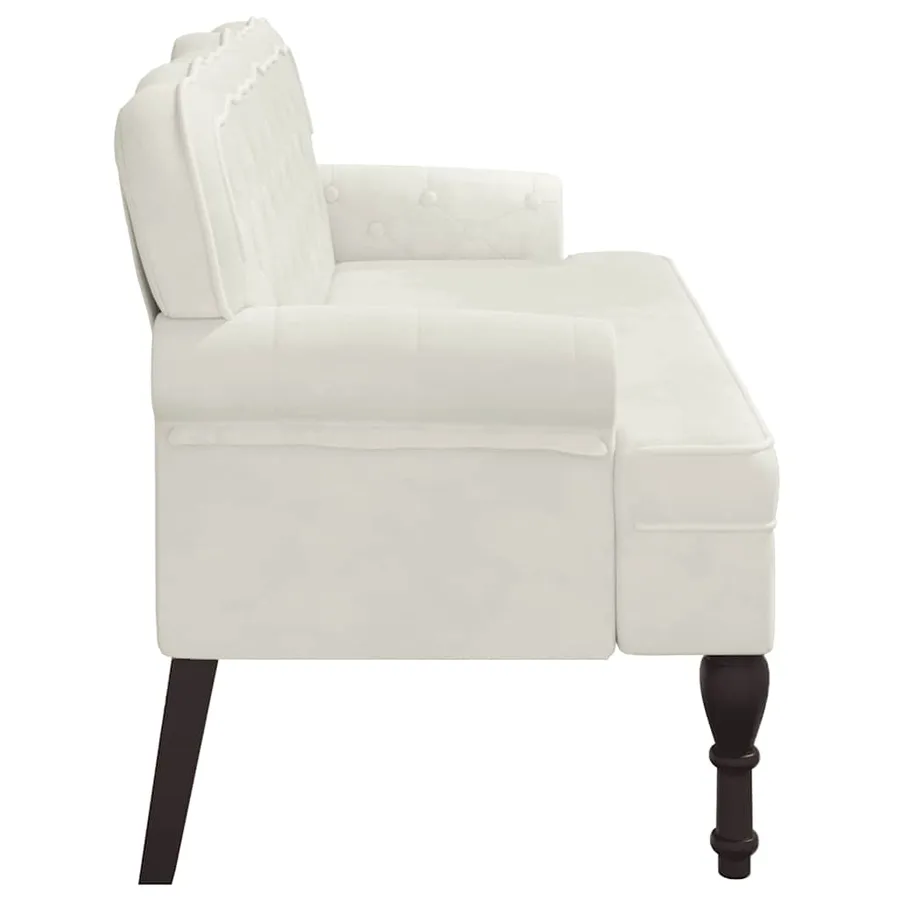 Banc avec dossier crème 119,5x64,5x75 cm velours - 4