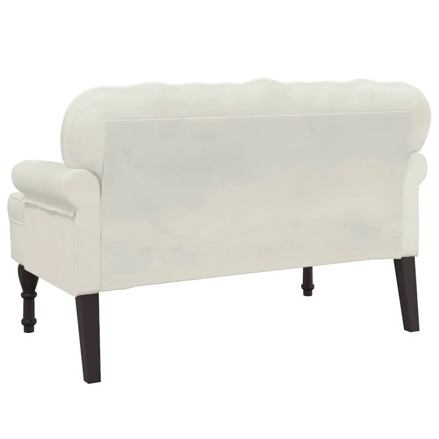 Banc avec dossier crème 119,5x64,5x75 cm velours - 5