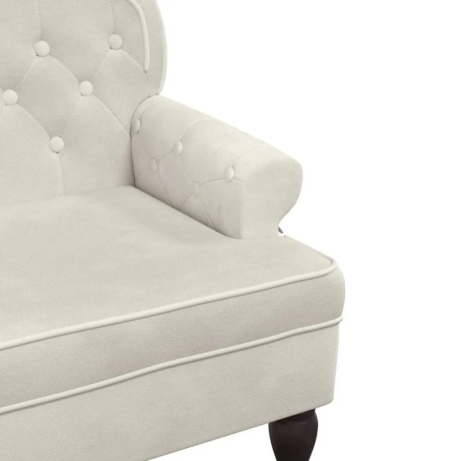 Banc avec dossier crème 119,5x64,5x75 cm velours - 6