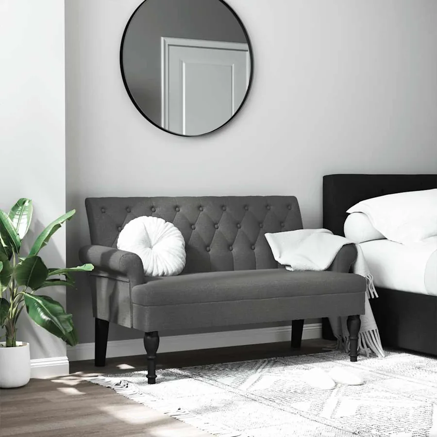 Banc avec dossier Gris foncé 120 x 62 x 75,5 cm Tissu