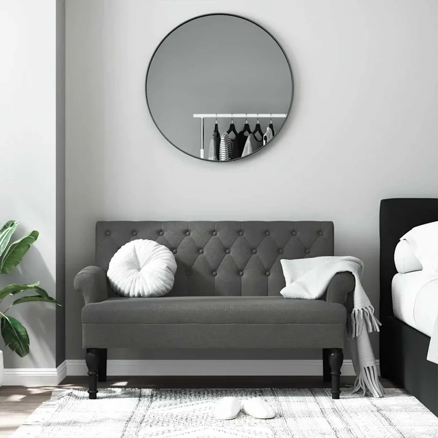 Banc avec dossier Gris foncé 120 x 62 x 75,5 cm Tissu - 3