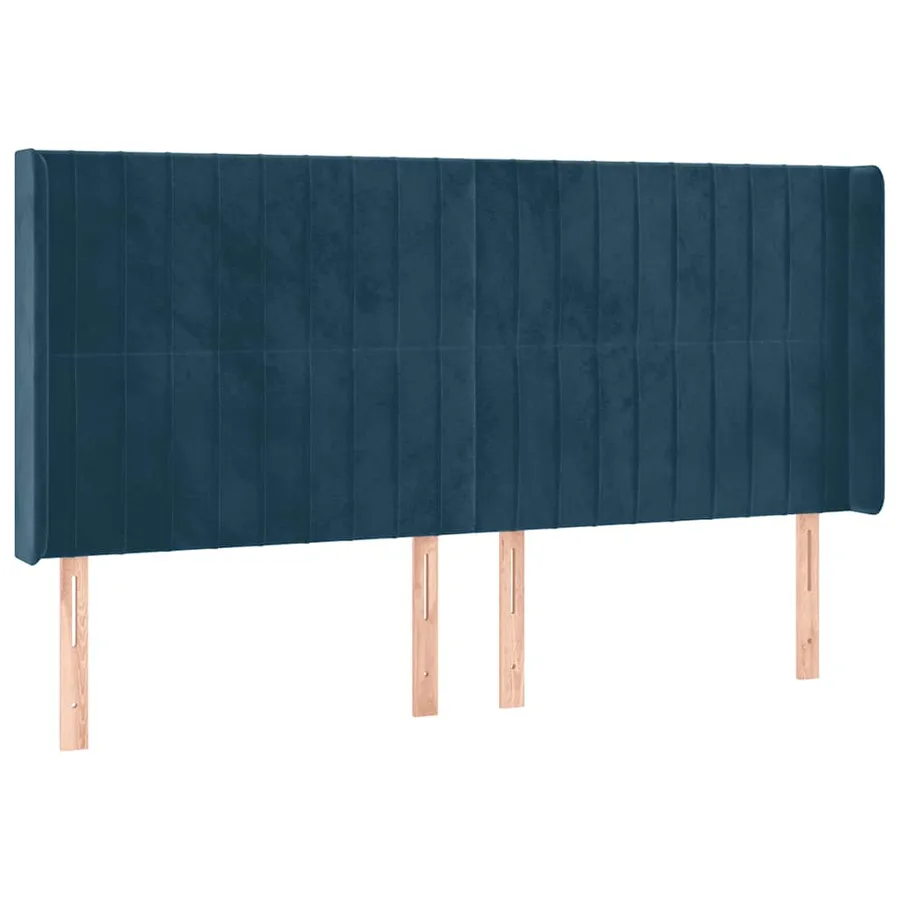 Tête de lit avec oreilles Bleu foncé 203x16x118/128 cm Velours - 2