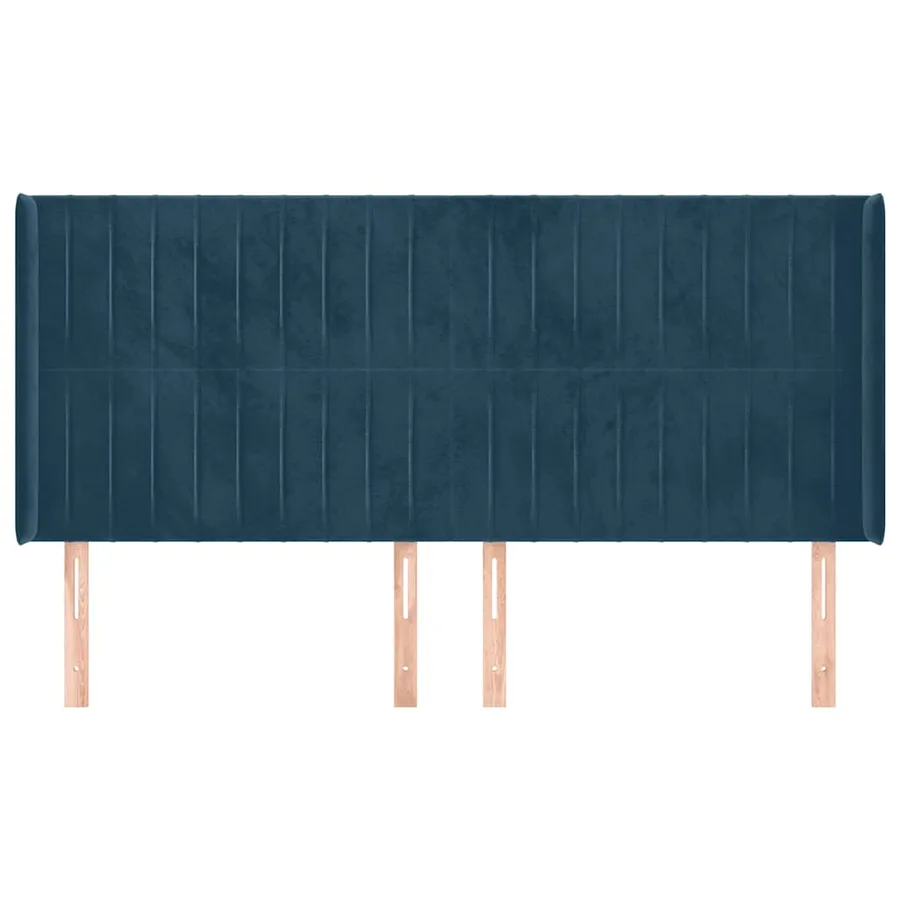 Tête de lit avec oreilles Bleu foncé 203x16x118/128 cm Velours - 3