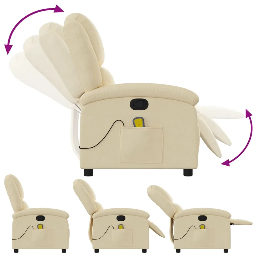 Fauteuil de massage inclinable en tissu crème - 5