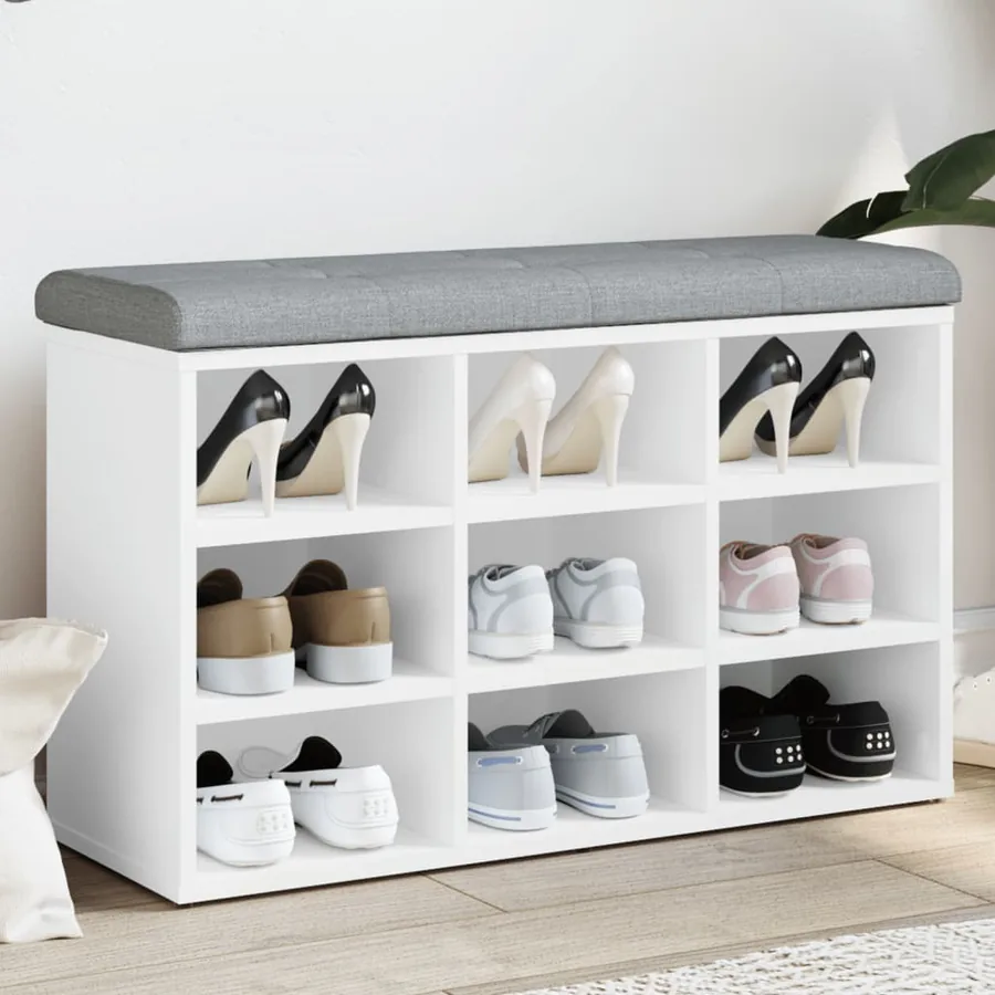 Banc à chaussures Blanc 82x32x50 cm Bois d'ingénierie
