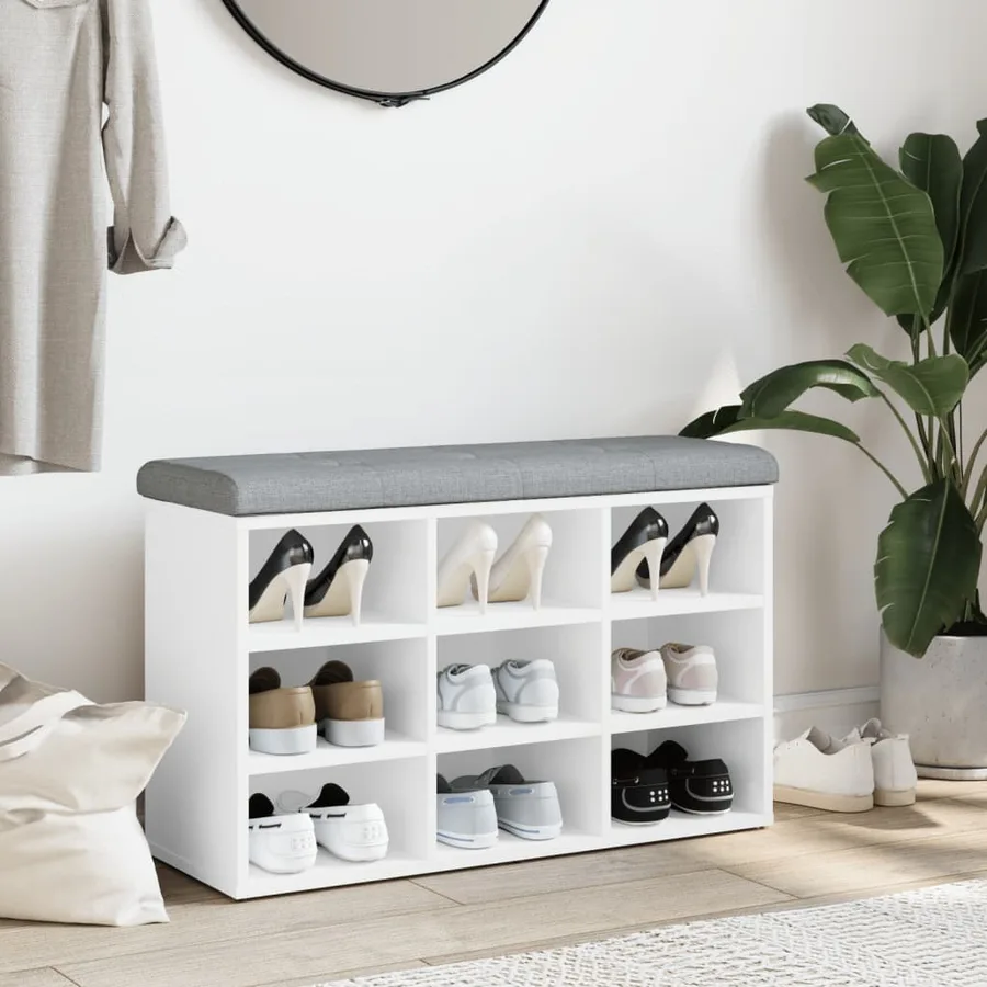 Banc à chaussures Blanc 82x32x50 cm Bois d'ingénierie - 3