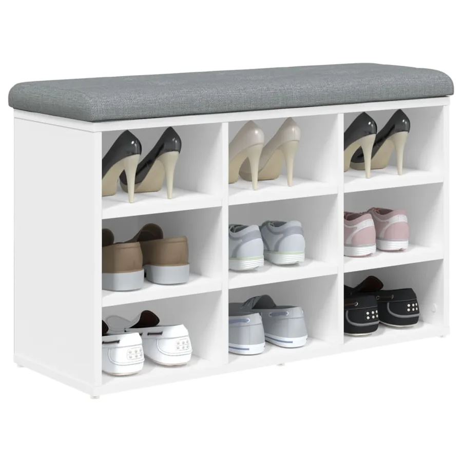 Banc à chaussures Blanc 82x32x50 cm Bois d'ingénierie - 7