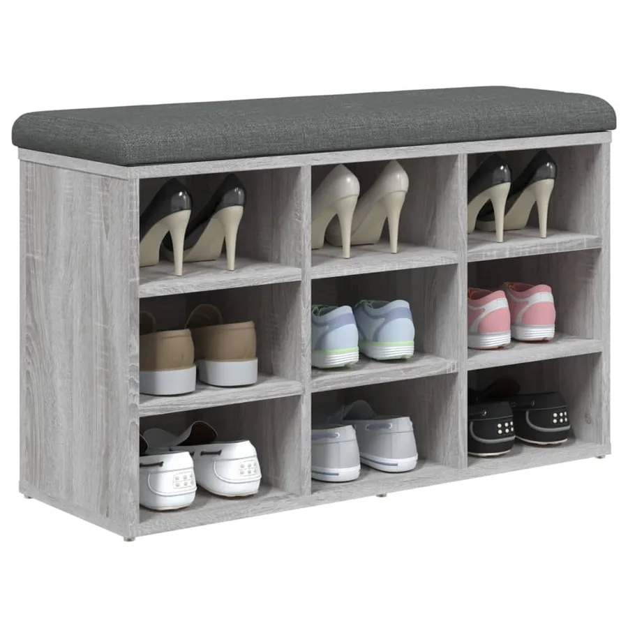 Banc à chaussures sonoma gris 82x32x50 cm bois d'ingénierie - 3