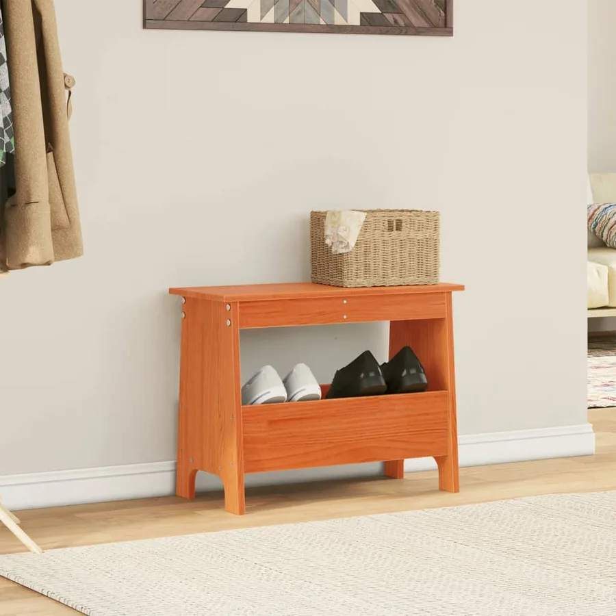 Banc d'entrée cire marron 60x28x45 cm bois de pin massif - 3
