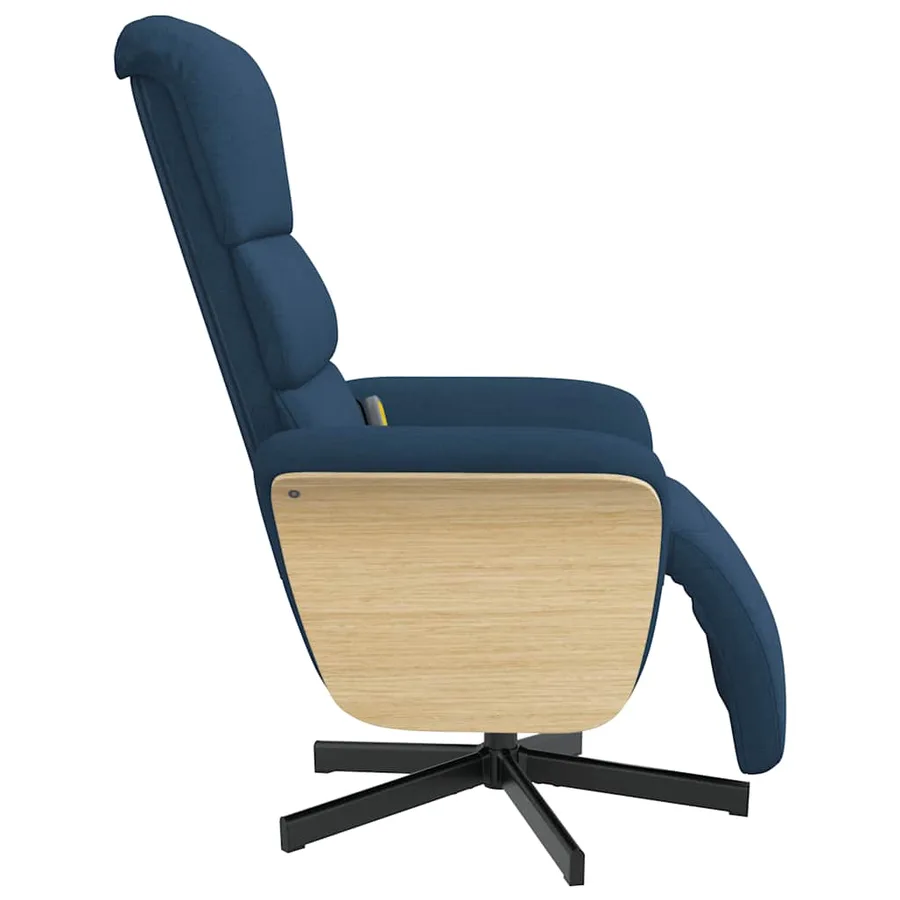 Fauteuil inclinable de massage avec repose-pieds bleu tissu - 5