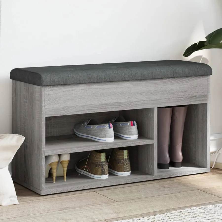 Banc à chaussures sonoma gris 82x32x45,5 cm bois d'ingénierie