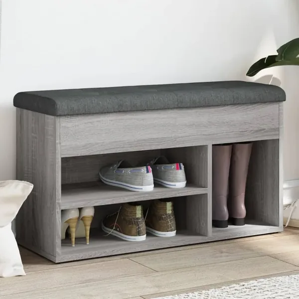 Banc à chaussures sonoma gris 82x32x45,5 cm bois d'ingénierie