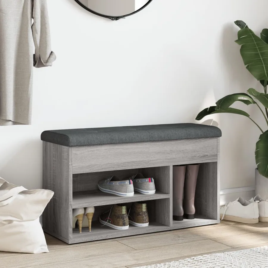 Banc à chaussures sonoma gris 82x32x45,5 cm bois d'ingénierie - 3