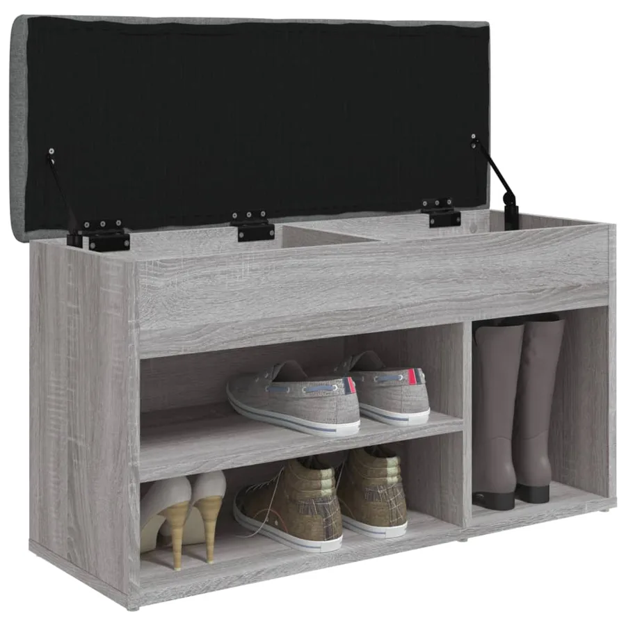 Banc à chaussures sonoma gris 82x32x45,5 cm bois d'ingénierie - 4