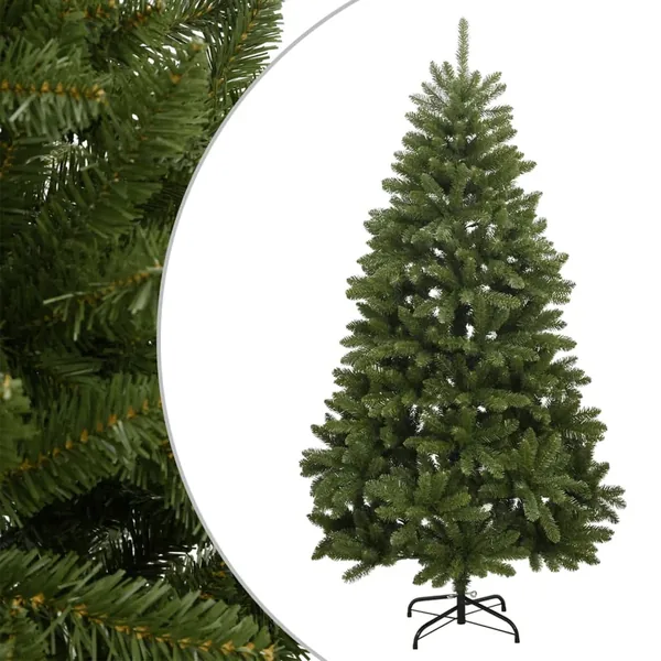 Sapin de Noël artificiel à charnières avec support vert 210 cm