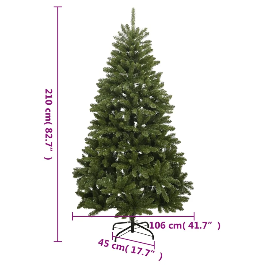 Sapin de Noël artificiel à charnières avec support vert 210 cm - 8