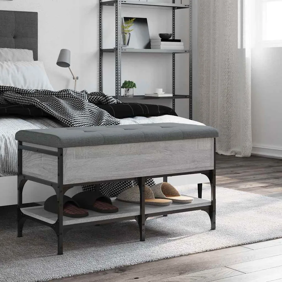 Banc à chaussures sonoma gris 82x42x45 cm bois d'ingénierie - 3