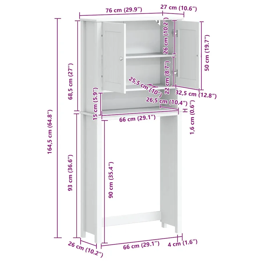 Armoire pour machine à laver BERG blanc bois massif - 8