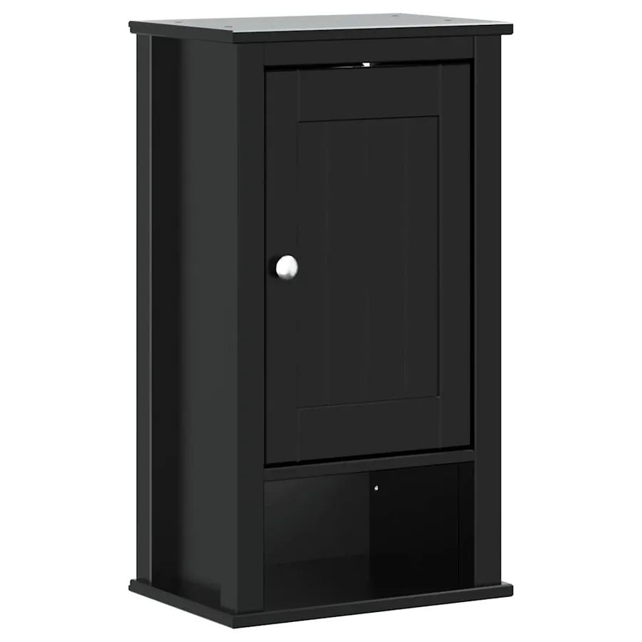 Armoire murale de salle de bain BERG noir bois de pin massif - 2
