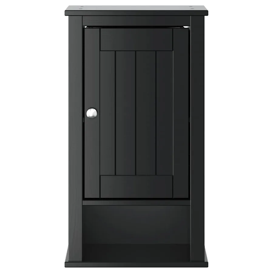 Armoire murale de salle de bain BERG noir bois de pin massif - 4