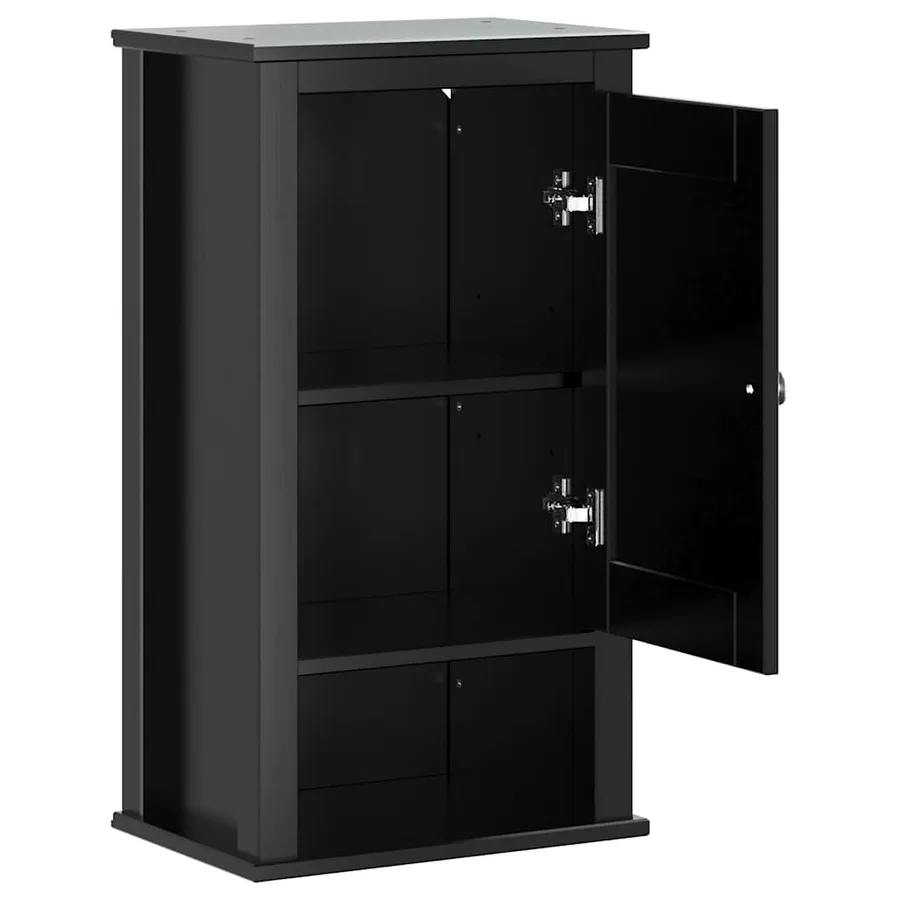 Armoire murale de salle de bain BERG noir bois de pin massif - 5