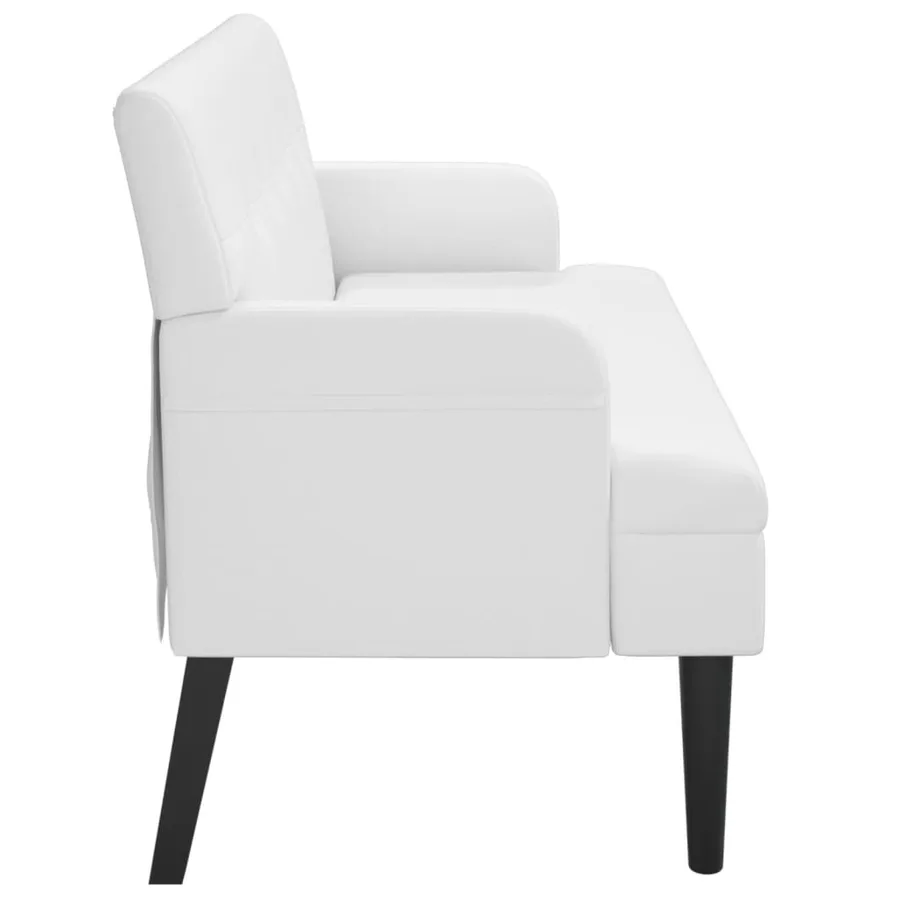 Banc avec dossier blanc 112x65,5x75 cm similicuir - 4