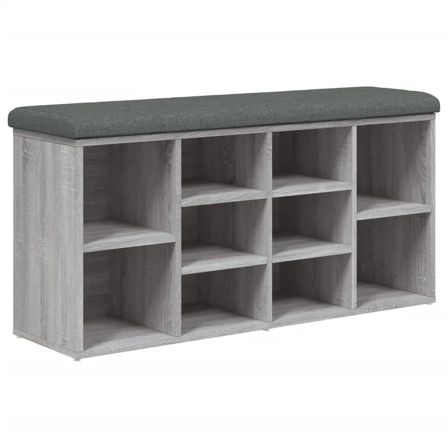 Banc à chaussures sonoma gris 102x32x50 cm bois d'ingénierie - 2