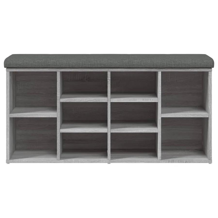 Banc à chaussures sonoma gris 102x32x50 cm bois d'ingénierie - 4
