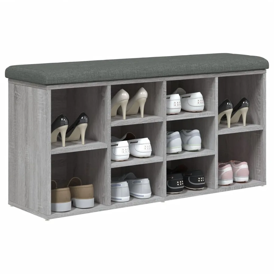 Banc à chaussures sonoma gris 102x32x50 cm bois d'ingénierie - 7