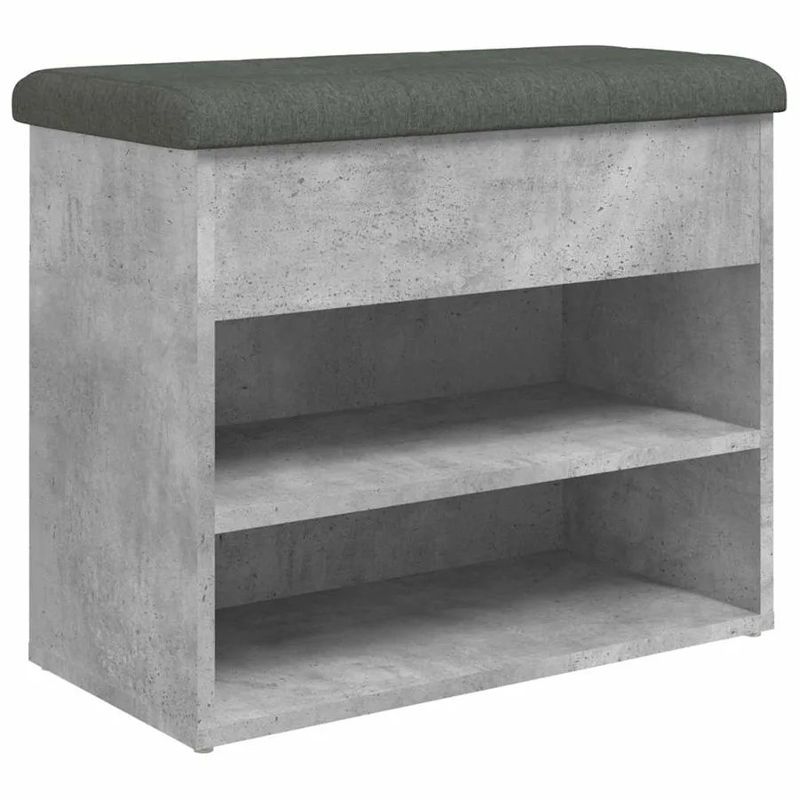 Banc à chaussures gris béton 62x32x50 cm bois d'ingénierie - 2