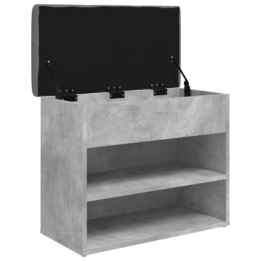 Banc à chaussures gris béton 62x32x50 cm bois d'ingénierie - 5