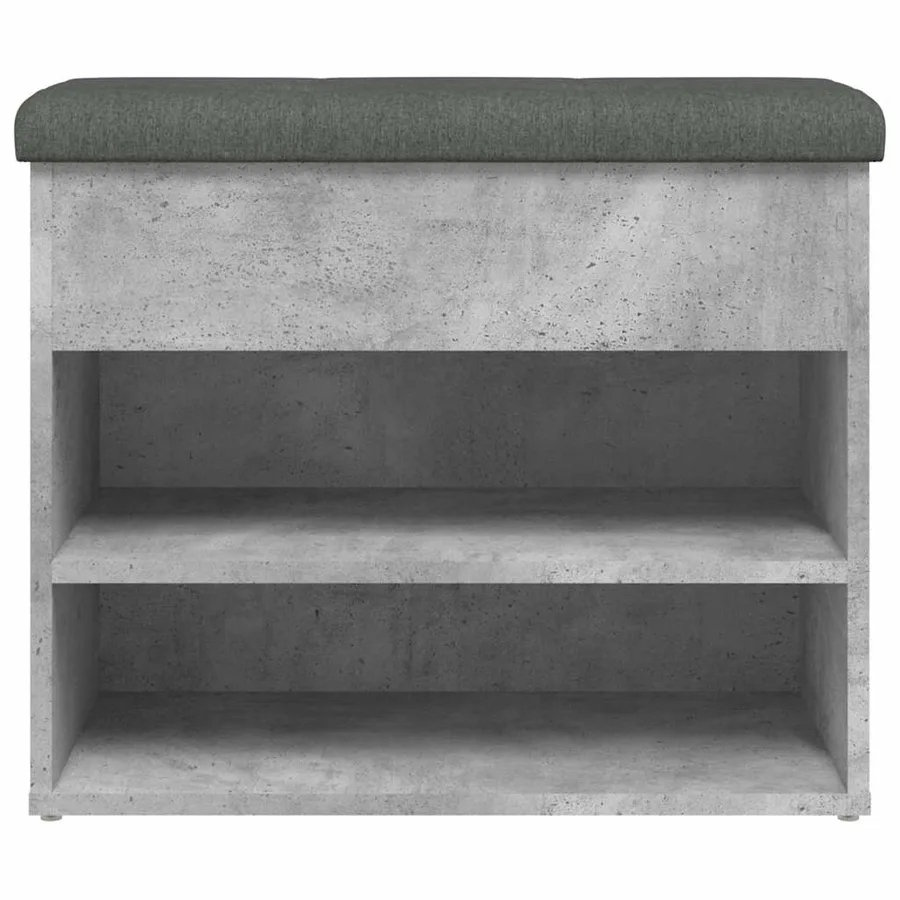 Banc à chaussures gris béton 62x32x50 cm bois d'ingénierie - 6