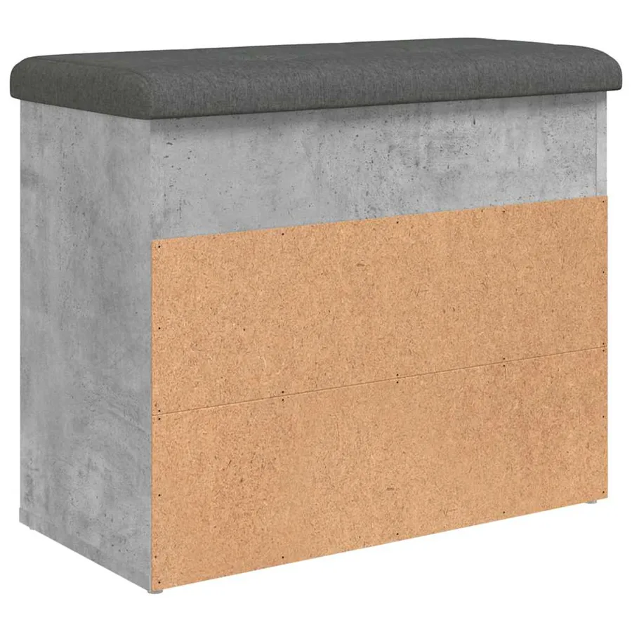 Banc à chaussures gris béton 62x32x50 cm bois d'ingénierie - 8