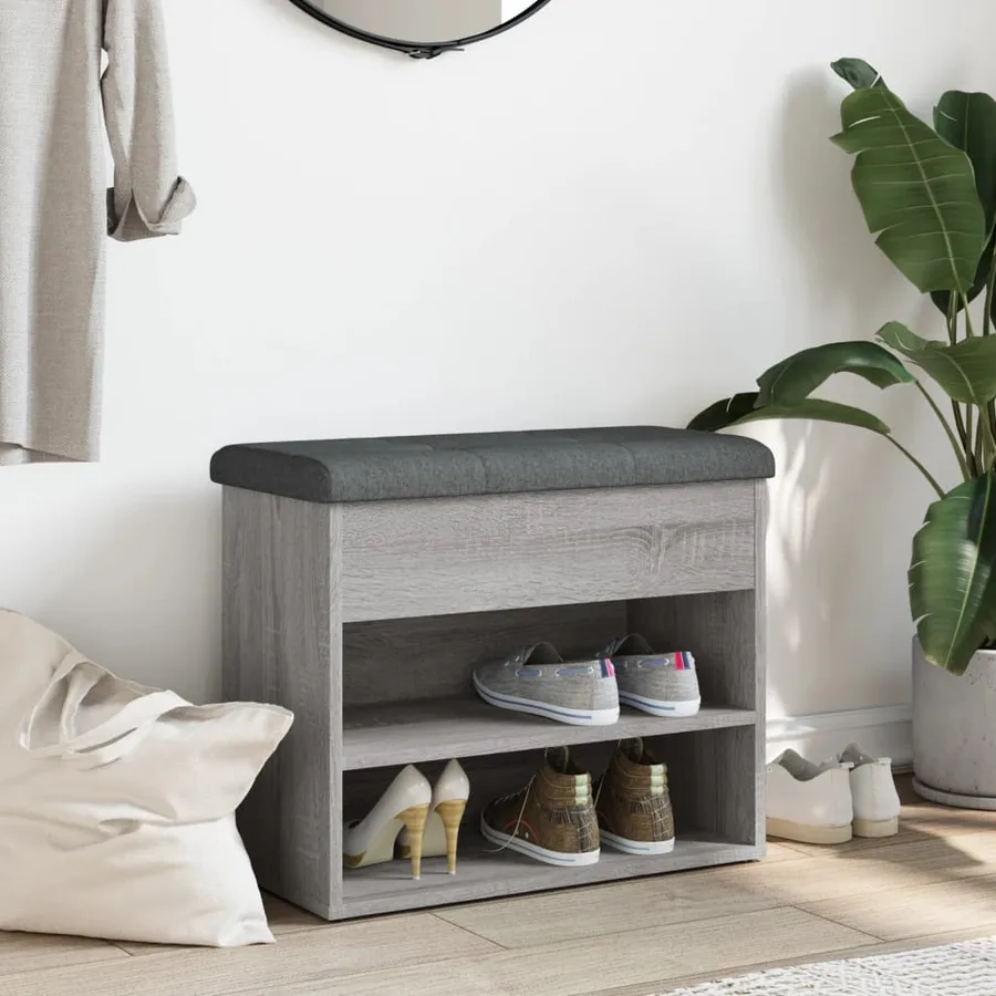 Banc à chaussures sonoma gris 62x32x50 cm bois d'ingénierie - 3