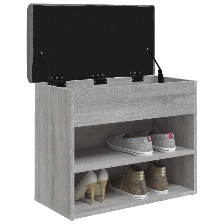 Banc à chaussures sonoma gris 62x32x50 cm bois d'ingénierie - 4