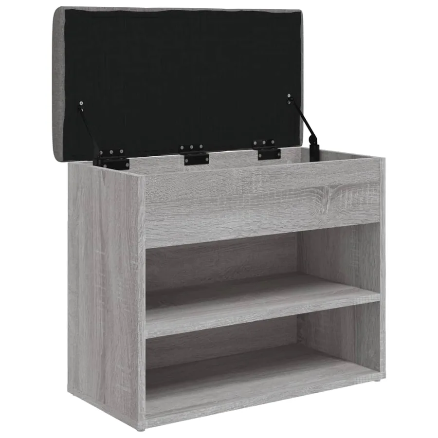 Banc à chaussures sonoma gris 62x32x50 cm bois d'ingénierie - 5