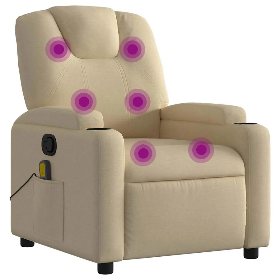 Fauteuil inclinable de massage en tissu crème - 2