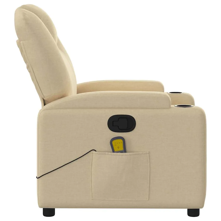 Fauteuil inclinable de massage en tissu crème - 8
