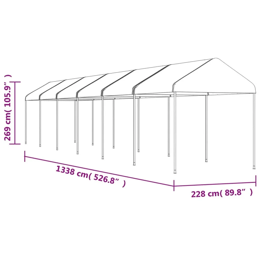 Belvédère avec toit blanc 13,38x2,28x2,69 m polyéthylène - 5