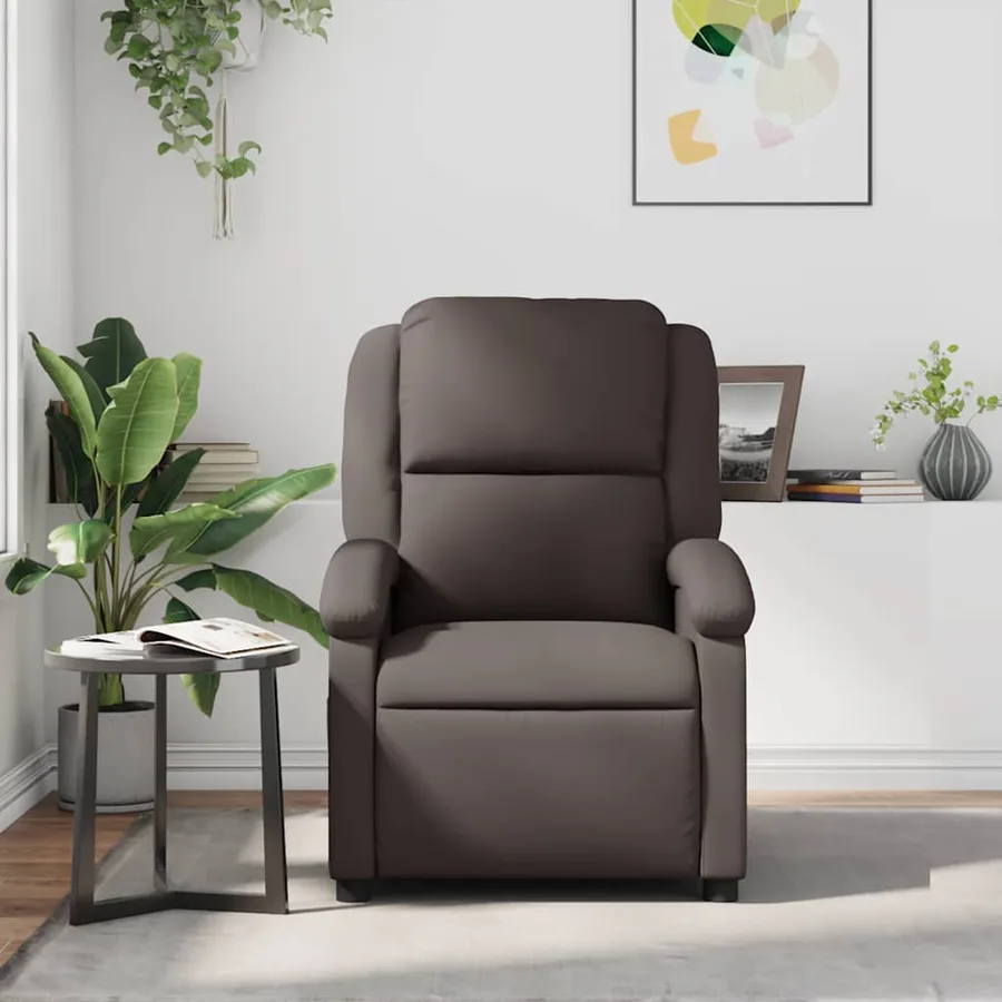 Fauteuil inclinable de massage marron foncé cuir véritable - 3