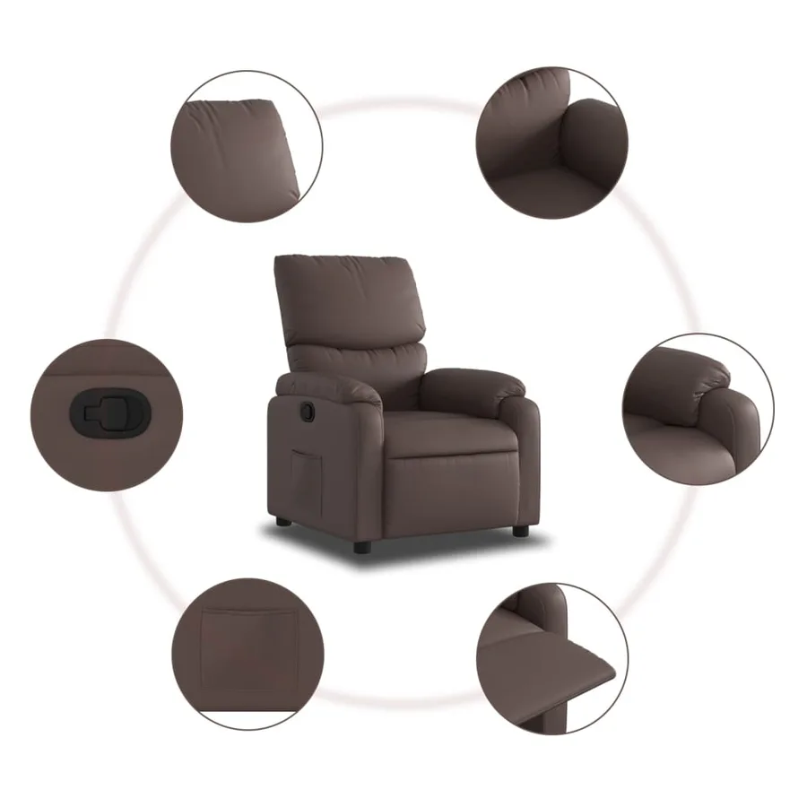 Fauteuil inclinable Marron Similicuir - 7