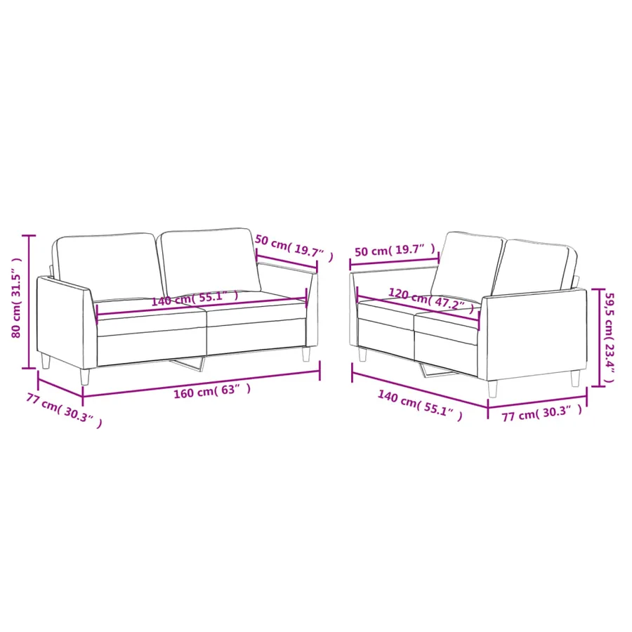 Ensemble de canapés 2 pcs et coussins Rouge bordeaux Similicuir - 7
