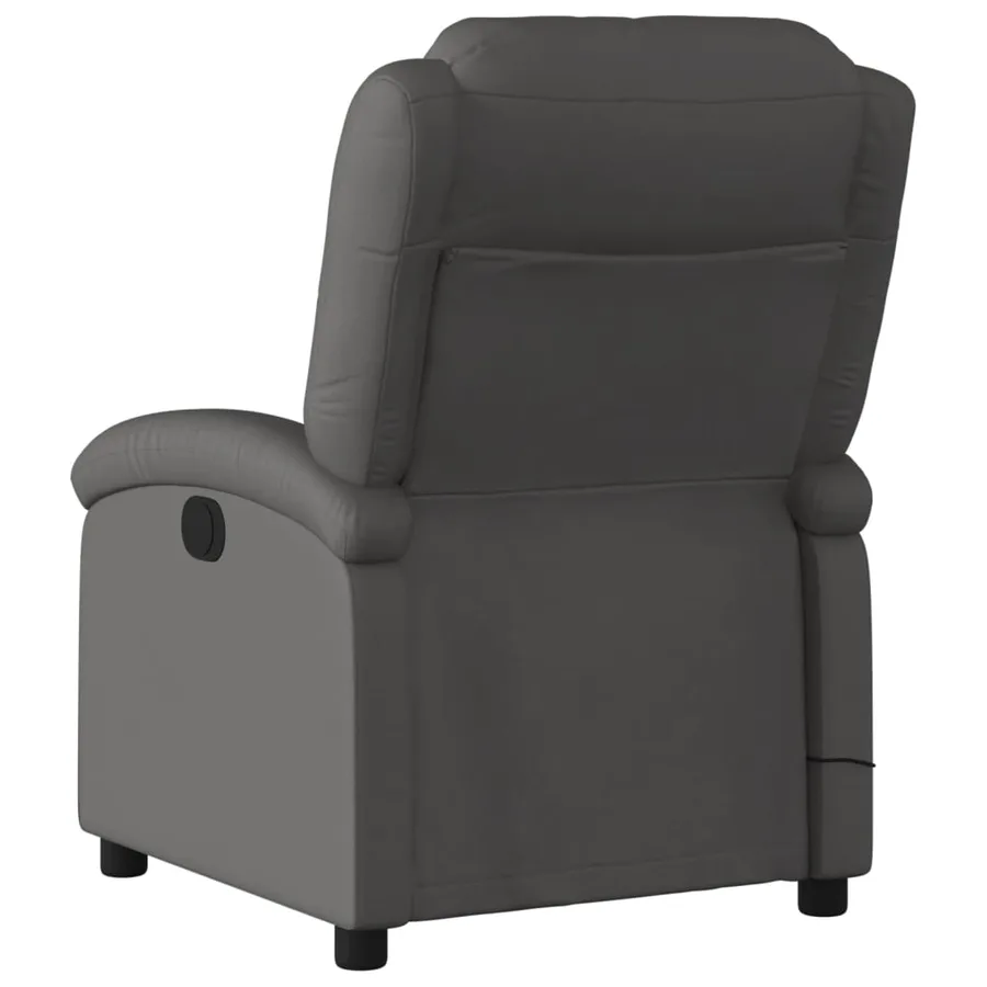 Fauteuil de massage inclinable gris cuir véritable - 4