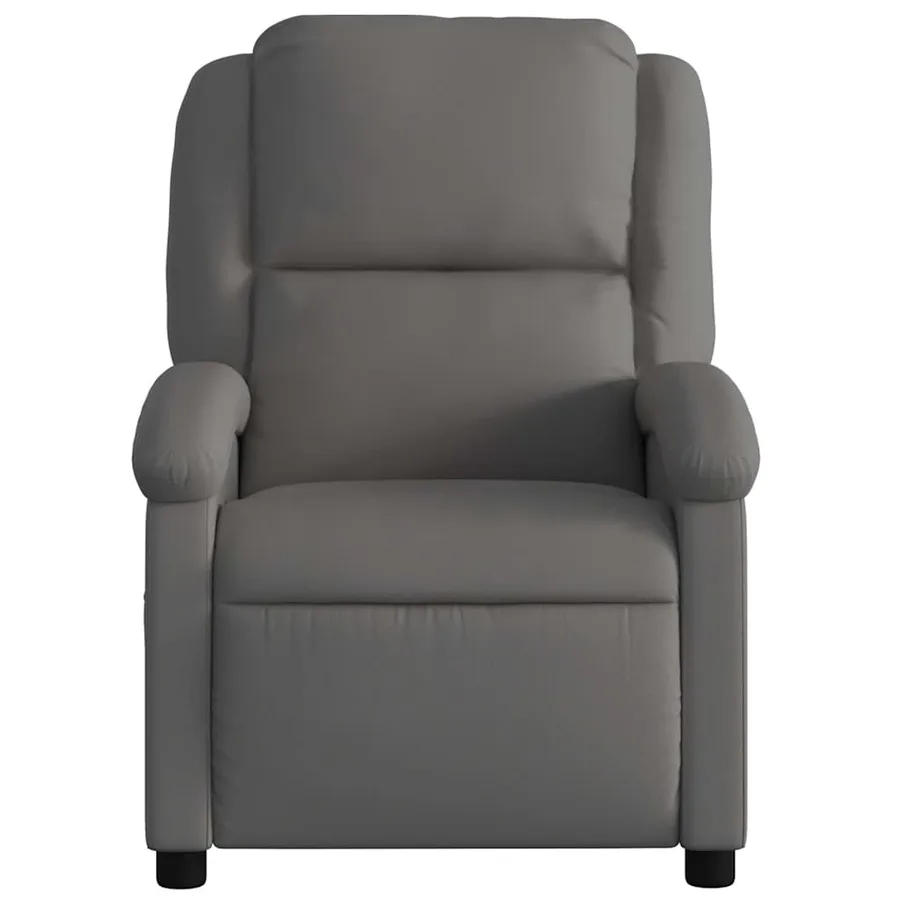 Fauteuil de massage inclinable gris cuir véritable - 8