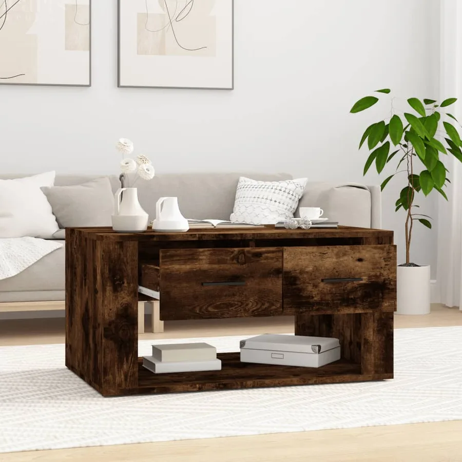 Table basse Chêne fumé 80x50x40 cm Bois d'ingénierie - 3