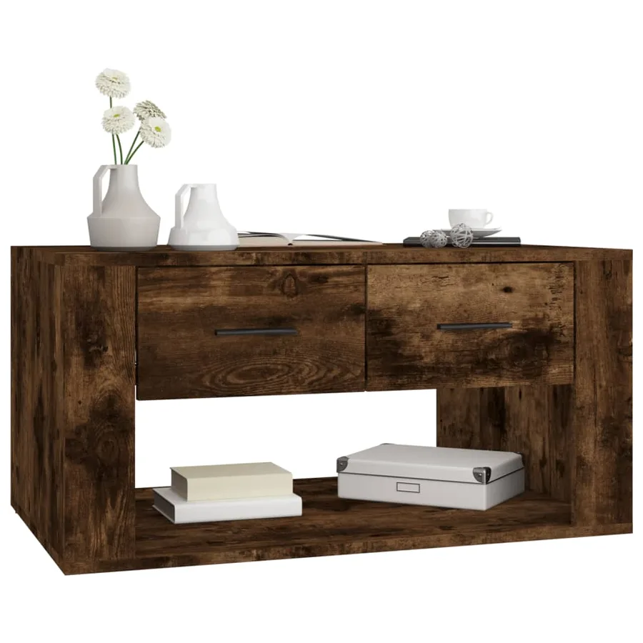 Table basse Chêne fumé 80x50x40 cm Bois d'ingénierie - 4